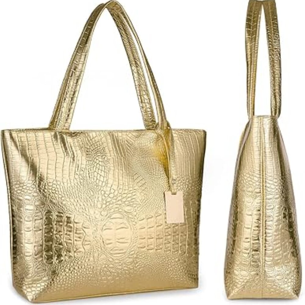Womens Large Tote Shoulder Handbag Purse Travel Satchel Stylish Fuax Leather Cro